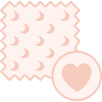 Pattern of crescent moons and a heart on a light pink background