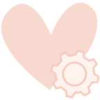 light pink heart with a small gear on the lower right side