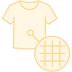 Outline of a t-shirt with a close-up of a grid pattern on a white background