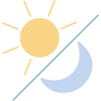 Illustration of a sun and a crescent moon on a white background