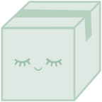 Light green box with a sleepy smiley face