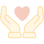Two hands holding a pink heart